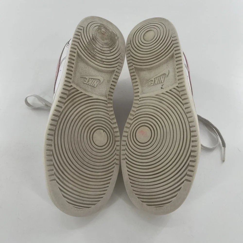 Nike Womens Court Vision Low 8 Leather Casual Shoe White Pink Swoosh‎ Sneaker